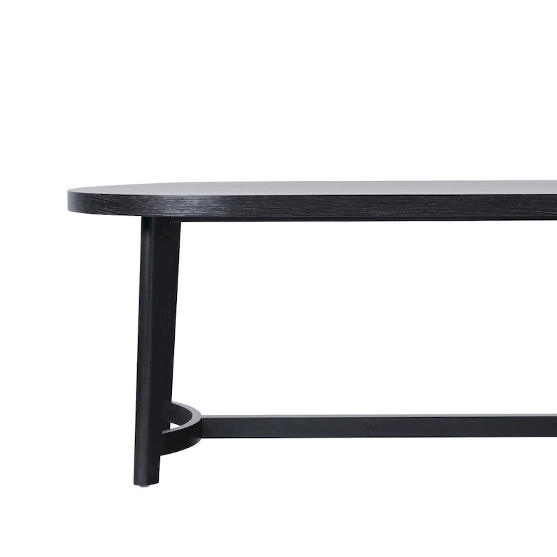 Tavolo da pranzo ovale in rovere bianco/nero con gambe oblique, 6 posti a sedere