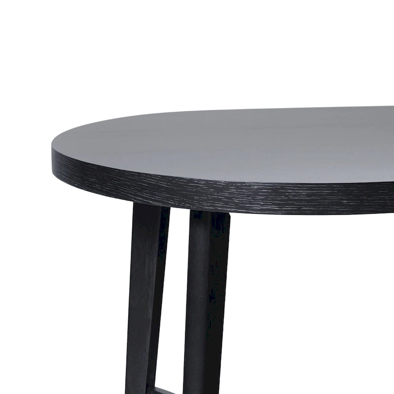 Tavolo da pranzo ovale in rovere bianco/nero con gambe oblique, 6 posti a sedere