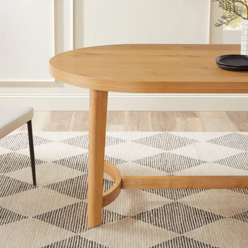 Tavolo da pranzo ovale in rovere bianco/nero con gambe oblique, 6 posti a sedere