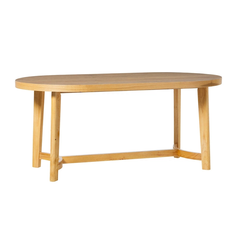 Tavolo da pranzo ovale in rovere bianco/nero con gambe oblique, 6 posti a sedere