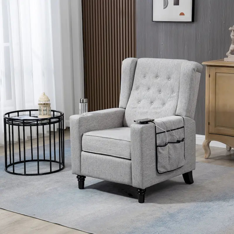 Poltrona reclinabile singola – Grigio chiaro / Blu marino / Kaki