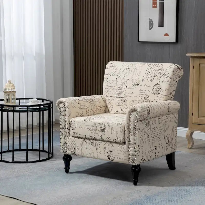 Poltrona d'accento Mid-Century grigio/beige, lino, 1 posto, set da 2