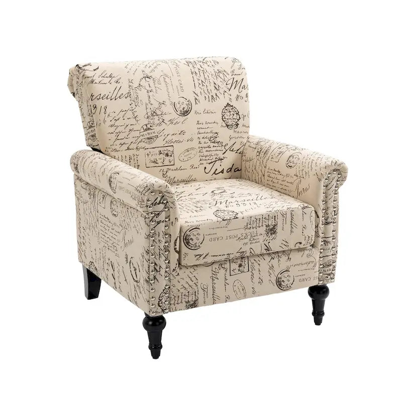 Poltrona d'accento Mid-Century grigio/beige, lino, 1 posto, set da 2