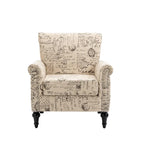 Poltrona d'accento Mid-Century grigio/beige, lino, 1 posto, set da 2