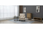 Poltrona con braccioli di metà secolo blu navy/verde/beige/grigia, schienale capitonné e gambe in legno, 1 posto