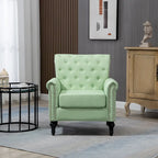 Poltrona con braccioli di metà secolo blu navy/verde/beige/grigia, schienale capitonné e gambe in legno, 1 posto