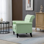 Poltrona con braccioli di metà secolo blu navy/verde/beige/grigia, schienale capitonné e gambe in legno, 1 posto