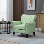 Poltrona con braccioli di metà secolo blu navy/verde/beige/grigia, schienale capitonné e gambe in legno, 1 posto