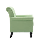 Poltrona con braccioli di metà secolo blu navy/verde/beige/grigia, schienale capitonné e gambe in legno, 1 posto