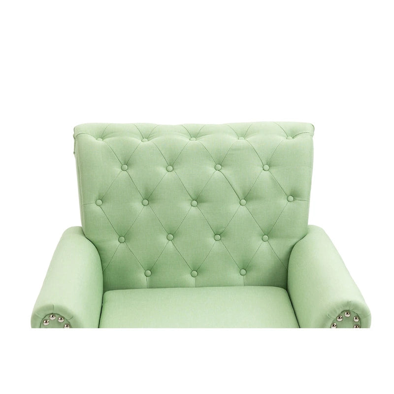 Poltrona con braccioli di metà secolo blu navy/verde/beige/grigia, schienale capitonné e gambe in legno, 1 posto