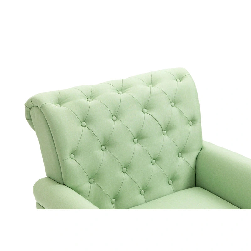 Poltrona con braccioli di metà secolo blu navy/verde/beige/grigia, schienale capitonné e gambe in legno, 1 posto
