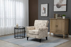 Poltrona con braccioli di metà secolo blu navy/verde/beige/grigia, schienale capitonné e gambe in legno, 1 posto