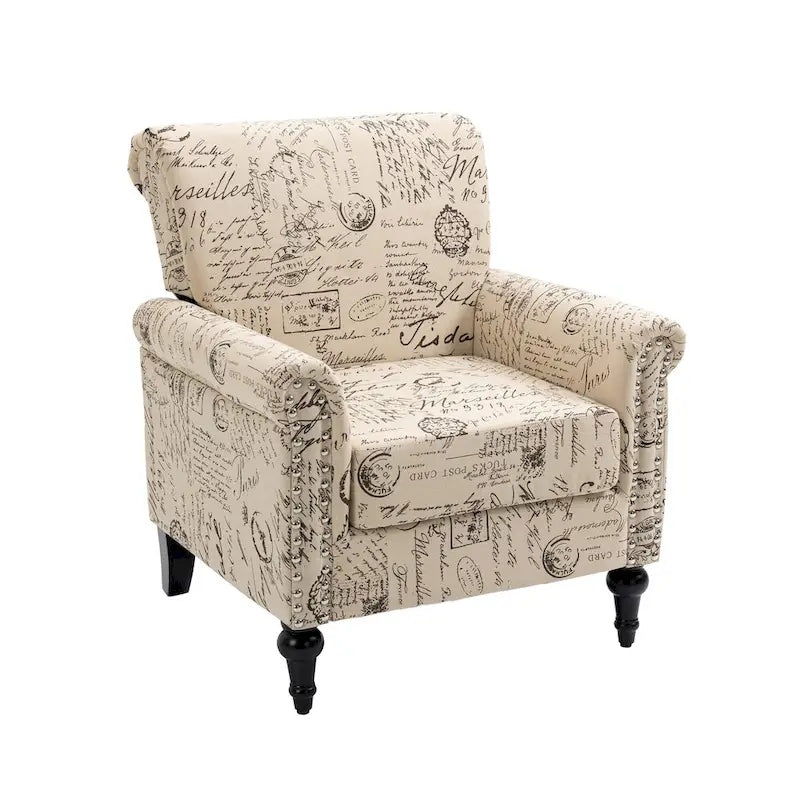 Poltrona con braccioli di metà secolo blu navy/verde/beige/grigia, schienale capitonné e gambe in legno, 1 posto
