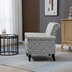 Poltrona con braccioli di metà secolo blu navy/verde/beige/grigia, schienale capitonné e gambe in legno, 1 posto