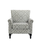 Poltrona con braccioli di metà secolo blu navy/verde/beige/grigia, schienale capitonné e gambe in legno, 1 posto