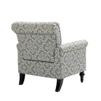 Poltrona con braccioli di metà secolo blu navy/verde/beige/grigia, schienale capitonné e gambe in legno, 1 posto