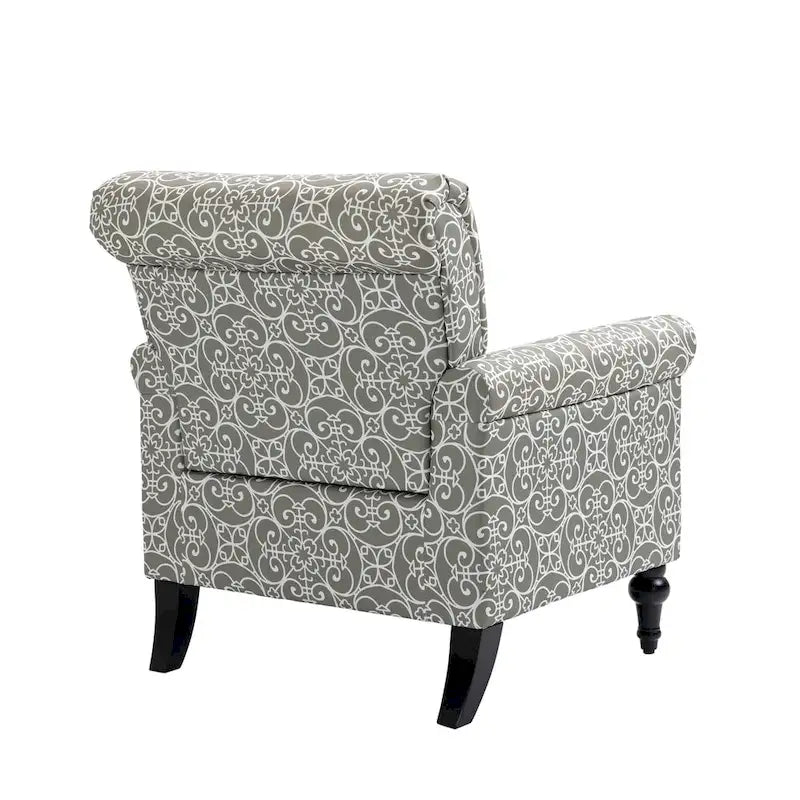 Poltrona con braccioli di metà secolo blu navy/verde/beige/grigia, schienale capitonné e gambe in legno, 1 posto