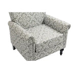 Poltrona con braccioli di metà secolo blu navy/verde/beige/grigia, schienale capitonné e gambe in legno, 1 posto