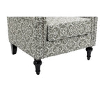 Poltrona con braccioli di metà secolo blu navy/verde/beige/grigia, schienale capitonné e gambe in legno, 1 posto