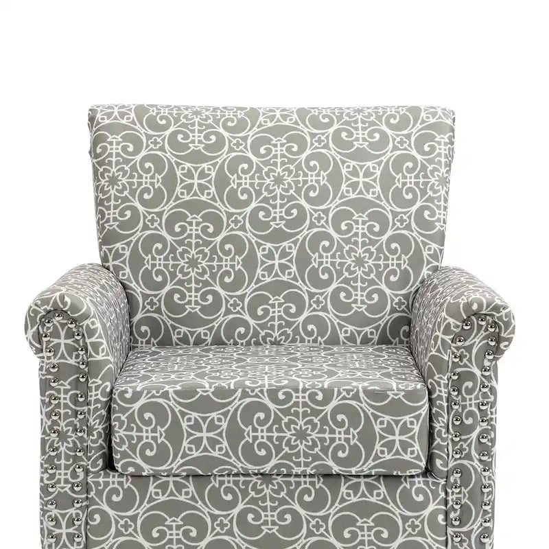 Poltrona con braccioli di metà secolo blu navy/verde/beige/grigia, schienale capitonné e gambe in legno, 1 posto