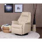 Reclinabile a dondolo singolo con rivestimento in pelle pieno fiore Safari, colore Whiskey/Latte, reclinazione elettrica