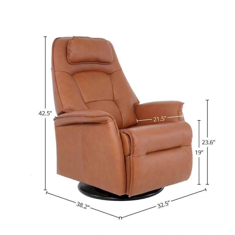 Reclinabile a dondolo singolo con rivestimento in pelle pieno fiore Safari, colore Whiskey/Latte, reclinazione elettrica