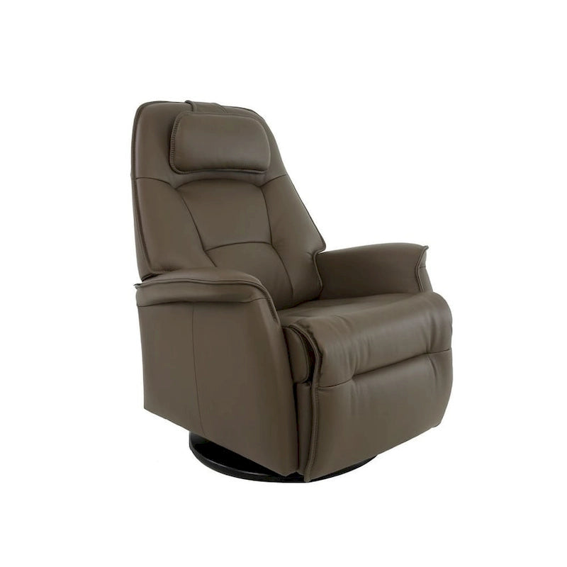 Reclinabile a dondolo singolo con rivestimento in pelle pieno fiore Safari, colore Whiskey/Latte, reclinazione elettrica