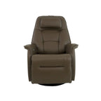 Reclinabile a dondolo singolo con rivestimento in pelle pieno fiore Safari, colore Whiskey/Latte, reclinazione elettrica