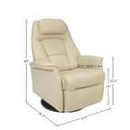 Reclinabile a dondolo singolo con rivestimento in pelle pieno fiore Safari, colore Whiskey/Latte, reclinazione elettrica