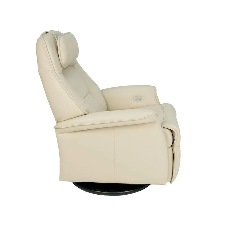 Reclinabile a dondolo singolo con rivestimento in pelle pieno fiore Safari, colore Whiskey/Latte, reclinazione elettrica