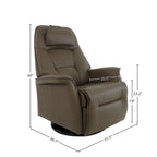 Reclinabile a dondolo singolo con rivestimento in pelle pieno fiore Safari, colore Whiskey/Latte, reclinazione elettrica