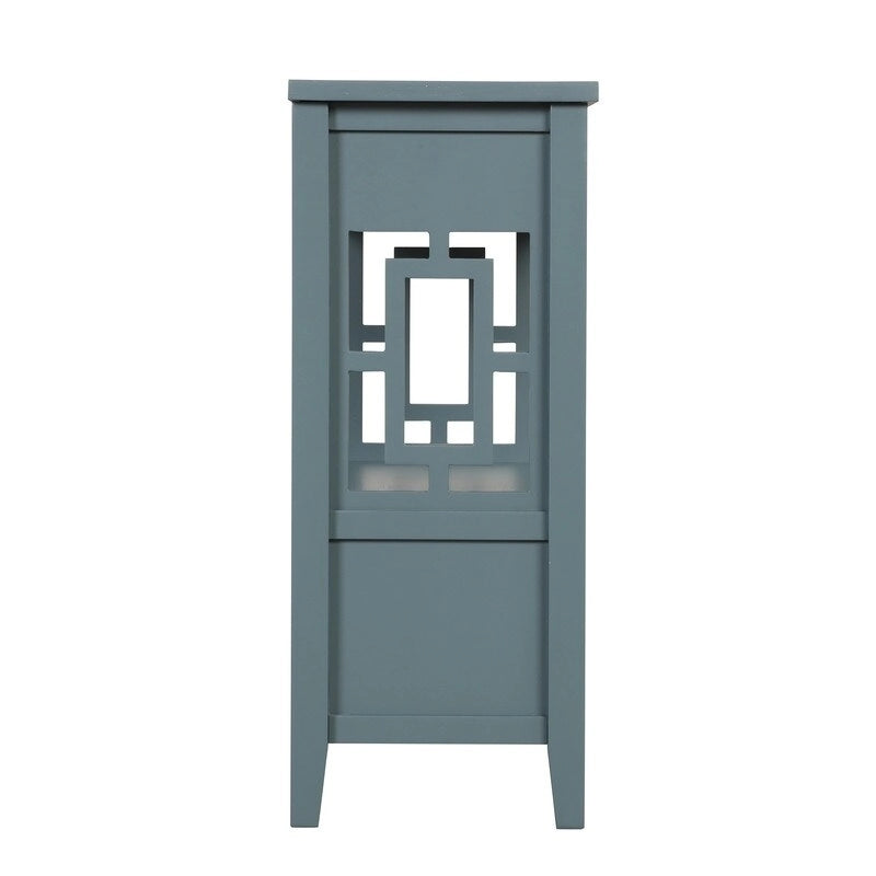 Tavolo Consolle Vintage con 4 Cassetti e 1 Ripiano – Bianco Antico / Marrone / Blu / Verde, Pino Massiccio, Uso per 1 Persona