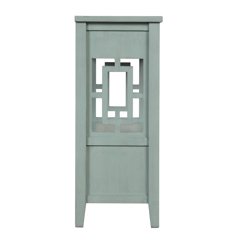 Tavolo Consolle Vintage con 4 Cassetti e 1 Ripiano – Bianco Antico / Marrone / Blu / Verde, Pino Massiccio, Uso per 1 Persona