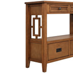 Tavolo Consolle Vintage con 4 Cassetti e 1 Ripiano – Bianco Antico / Marrone / Blu / Verde, Pino Massiccio, Uso per 1 Persona