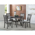 Set da pranzo rotondo, 5 pezzi, 4 posti, Beige/Ciliegio e Grigio chiaro/Grigio