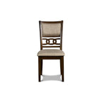 Set da pranzo rotondo, 5 pezzi, 4 posti, Beige/Ciliegio e Grigio chiaro/Grigio
