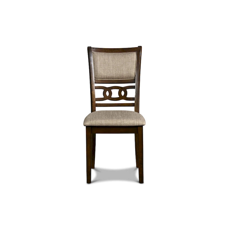 Set da pranzo rotondo, 5 pezzi, 4 posti, Beige/Ciliegio e Grigio chiaro/Grigio