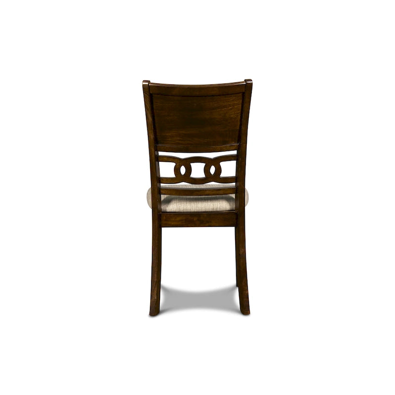 Set da pranzo rotondo, 5 pezzi, 4 posti, Beige/Ciliegio e Grigio chiaro/Grigio