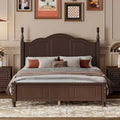 Marrone Scuro / Bianco, Stile Retrò, Struttura Letto a Piattaforma Queen/Full per 2, Non Richiede Rete a Molle