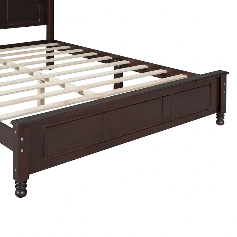 Marrone Scuro / Bianco, Stile Retrò, Struttura Letto a Piattaforma Queen/Full per 2, Non Richiede Rete a Molle