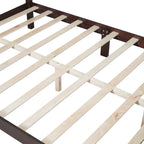 Marrone Scuro / Bianco, Stile Retrò, Struttura Letto a Piattaforma Queen/Full per 2, Non Richiede Rete a Molle
