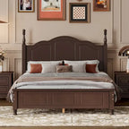 Marrone Scuro / Bianco, Stile Retrò, Struttura Letto a Piattaforma Queen/Full per 2, Non Richiede Rete a Molle
