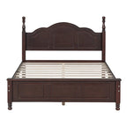 Marrone Scuro / Bianco, Stile Retrò, Struttura Letto a Piattaforma Queen/Full per 2, Non Richiede Rete a Molle