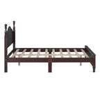 Marrone Scuro / Bianco, Stile Retrò, Struttura Letto a Piattaforma Queen/Full per 2, Non Richiede Rete a Molle