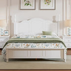 Marrone Scuro / Bianco, Stile Retrò, Struttura Letto a Piattaforma Queen/Full per 2, Non Richiede Rete a Molle
