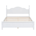 Marrone Scuro / Bianco, Stile Retrò, Struttura Letto a Piattaforma Queen/Full per 2, Non Richiede Rete a Molle