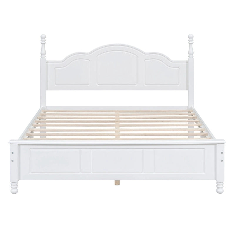 Marrone Scuro / Bianco, Stile Retrò, Struttura Letto a Piattaforma Queen/Full per 2, Non Richiede Rete a Molle