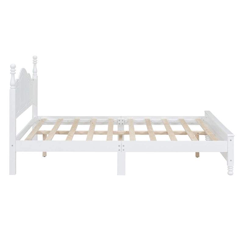Marrone Scuro / Bianco, Stile Retrò, Struttura Letto a Piattaforma Queen/Full per 2, Non Richiede Rete a Molle
