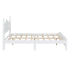 Marrone Scuro / Bianco, Stile Retrò, Struttura Letto a Piattaforma Queen/Full per 2, Non Richiede Rete a Molle