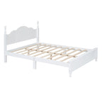 Marrone Scuro / Bianco, Stile Retrò, Struttura Letto a Piattaforma Queen/Full per 2, Non Richiede Rete a Molle